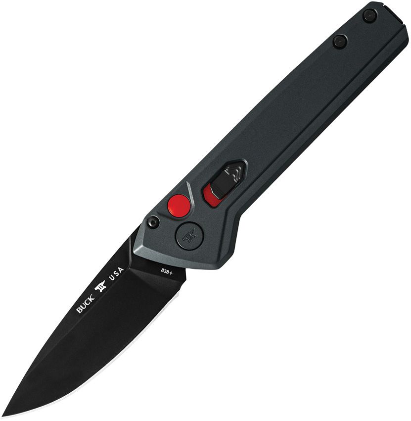 Buck Knives, 838GYS1, Auto Deploy Button Lock Gray