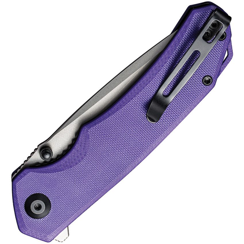 Civivi Knives, 2023A, Brazen Linerlock, Stonewash finish D2 tool steel tanto blade. Purple G10 handle
