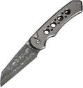 Civivi Knives, 24067DS1, Pragma Prime Button Lock, Damascus steel Wharncliffe blade. Gray aluminum handle