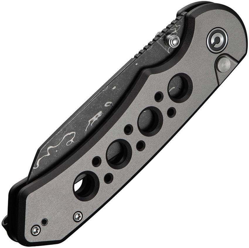 Civivi Knives, 24067DS1, Pragma Prime Button Lock, Damascus steel Wharncliffe blade. Gray aluminum handle