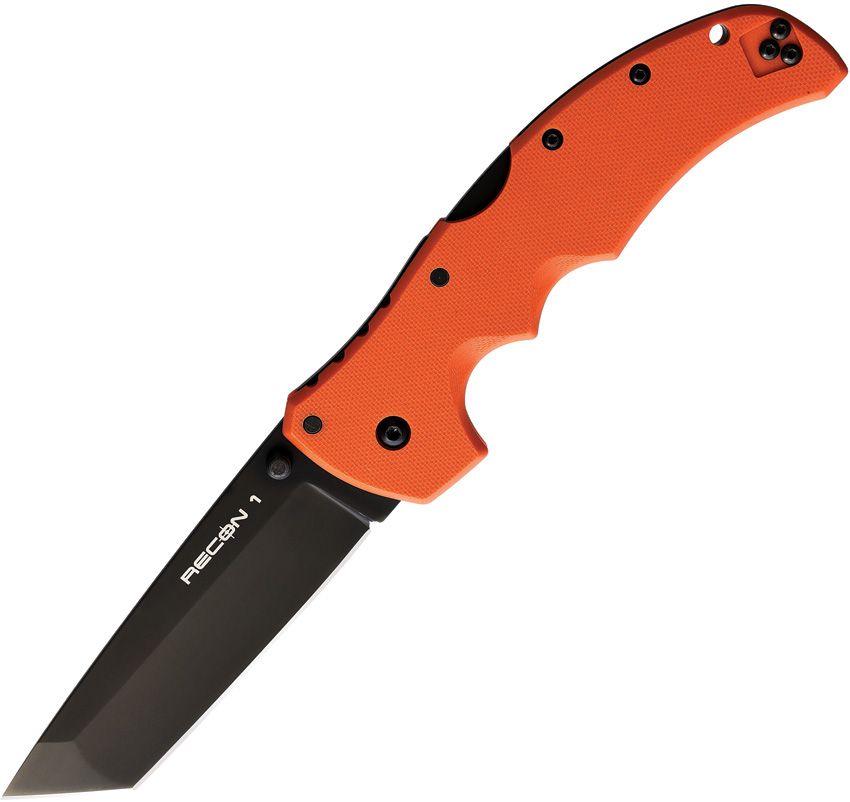 Cold Steel Knives, 27BTORBK, Recon 1 Lockback, Tanto Orange Handles