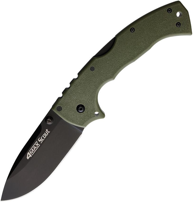Cold Steel Knives, 62RQODBK, 4-Max Scout Lockback, OD Handles/Black Blade