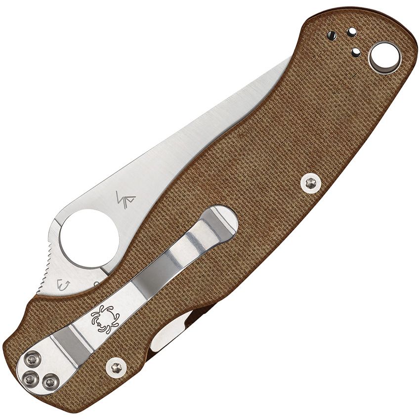 Spyderco Knives, 81MPCW2, Para Military 2 Comp Lock Brown canvas micarta handle